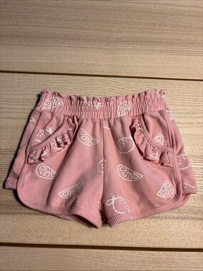 Toddler Pink Fruit-Print Ruffle Pocket Shorts